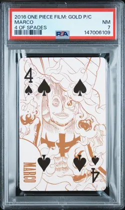 2016 ONE PIECE FILM: GOLD PLAYING CARDS 4 OF SPADES MARCO PSA 7 - Image 1