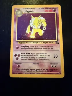 Hypno 8/62 Fossil Holo Rare Pokemon TCG 1999 Card English - Image 1