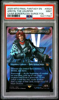 2025 MTG FINAL FANTASY CHARACTER BORDERLESS-SURGE FOIL ARDYN, THE USURPER PSA 9 - Image 1