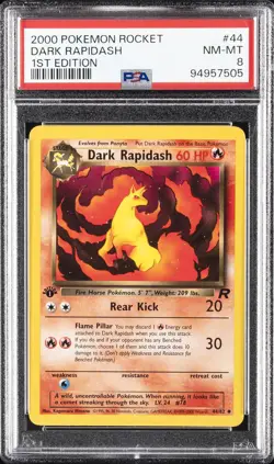 2000 POKEMON ROCKET 1ST ED #44 DARK RAPIDASH PSA 8 - Image 1