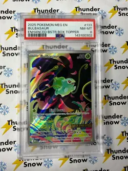 Bulbasaur #133 Enhanced Box Topper 2025 Pokemon Mega Evolutions PSA 8 143100302 - Image 1