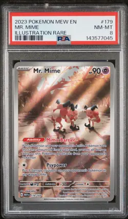 2023 POKEMON MEW EN-151 ILLUSTRATION RARE #179 MR. MIME PSA 8 - Image 1