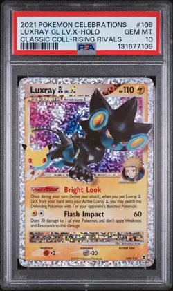 2021 Pokemon Celebrations Classic Coll Luxray GL Holo -Rising Rivals PSA 10 #109 - Image 1