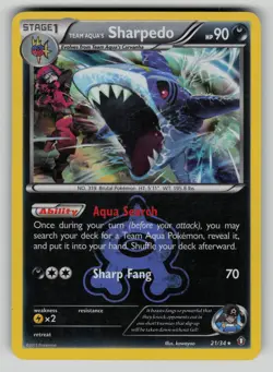 Team Aqua's Sharpedo 21/34 Holo Rare Double Crisis Pokemon HP dmg - Image 1