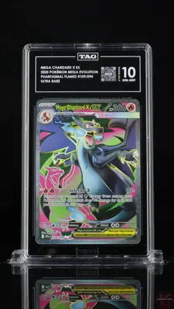 MEGA CHARIZARD X EX 109/094 ULTRA RARE PHANTASMAL FLAMES POKEMON TAG 10 GEM MINT - Image 1