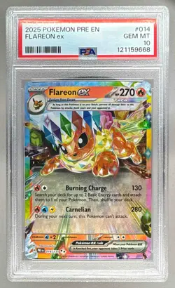668 Flareon ex 2025 Pokemon Prize Pack Series 7 #014 Prismatic Evolutions PSA 10 - Image 1