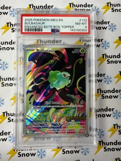 Bulbasaur #133 Enhanced Box Topper 2025 Pokemon Mega Evolutions PSA 8 143100303 - Image 1