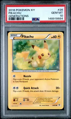 2016 POKEMON XY GENERATIONS #26 PIKACHU PSA 10 - Image 1