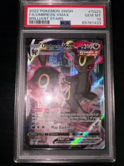 Pokemon TCG Umbreon VMax Brilliant Stars Trainer Gallery TG23 Graded Gem MT 10 - Image 1