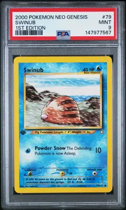 2000 POKEMON NEO GENESIS 1ST EDITION #79 SWINUB PSA 9 - Image 1