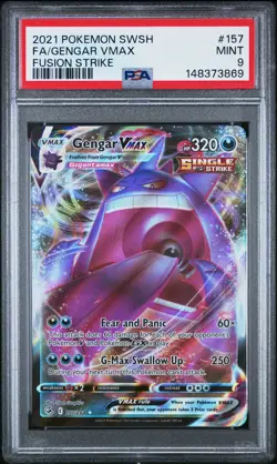 2021 POKEMON SWORD & SHIELD FUSION STRIKE #157 FULL ART/GENGAR VMAX PSA 9 - Image 1