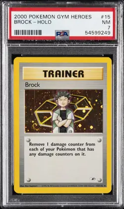 2000 POKEMON GYM HEROES #15 BROCK-HOLO PSA 7 - Image 1
