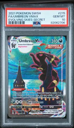 2021 POKEMON SWORD & SHIELD EVOLVING SKIES SECRET FULL ART/UMBREON VMAX PSA 10 - Image 1