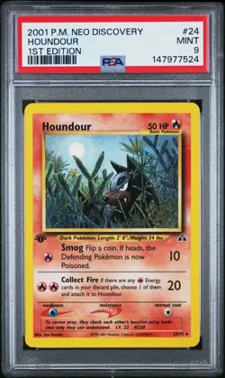 2001 POKEMON NEO DISCOVERY 1ST EDITION #24 HOUNDOUR PSA 9 - Image 1