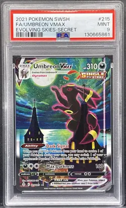 2021 POKEMON SWORD & SHIELD EVOLVING SKIES SECRET FULL ART/UMBREON VMAX PSA 9 - Image 1