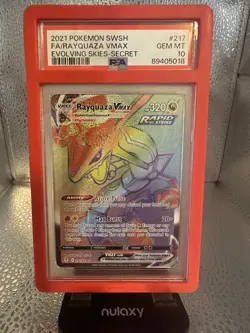 Pokemon Evolving Skies Rayquaza VMAX TCG 217/203 Rainbow Secret Rare PSA 10 - Image 1