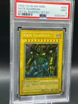 Vintage Yugioh Gate Guardian MRD-000 1st Edition Misprint Heavy Faded PSA 9 MINT - Image 1