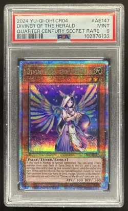2024 Yu-Gi-Oh CR04 Diviner of the Herald Secret Rare #AE-147 PSA 9 MINT - Image 1