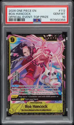 2026 ONE PIECE PROMOS OFFICIAL EVENT-TOP PRIZE #112 BOA HANCOCK PSA 10 - Image 1