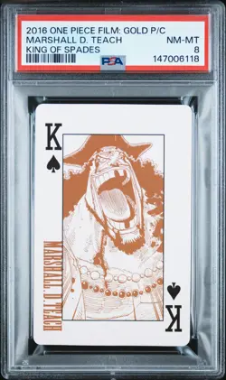 2016 ONE PIECE FILM: GOLD PLAYING CARDS KING OF SPADES MARSHALL D. TEACH PSA 8 - Image 1
