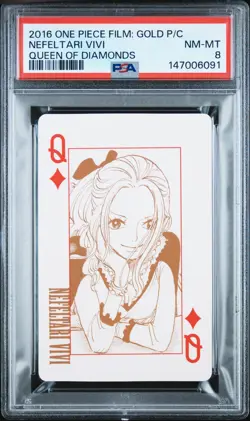 2016 ONE PIECE FILM: GOLD PLAYING CARDS QUEEN OF DIAMONDS NEFELTARI VIVI PSA 8 - Image 1