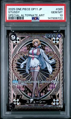 2025 ONE PIECE JAPANESE OP11-A FIST OF DIVINE SPEED #085 STUSSY PSA 10 - Image 1