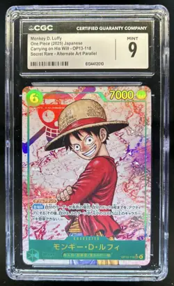 2025 One Piece Japanese Monkey D. Luffy Secret Rare Alternate Art #OP13118 CGC 9 - Image 1