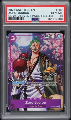 2025 ONE PIECE CHAMPIONSHIP 2025-26 EVENT PACK FINALIST #067 ZORO-JUUROU PSA 10 - Image 1