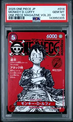 2025 ONE PIECE JAPANESE PROMOS ONE PIECE MAGAZINE VOL.20 MONKEY D. LUFFY PSA 10 - Image 1
