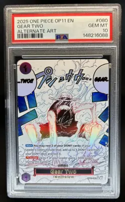 2025 One Piece Gear Two Rare Alt Art Alternative #OP11-080 PSA 10 GEM MINT - Image 1