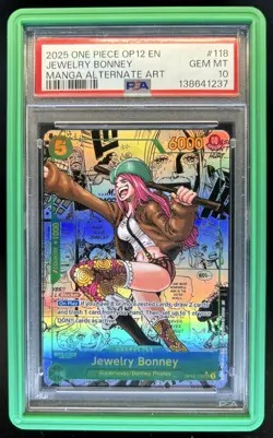 2025 One Piece OP12 EN Jewelry Bonney Manga Alternate Art #118 PSA 10 Gem Mint - Image 1