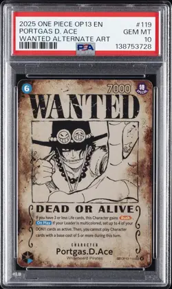 2025 ONE PIECE OP13-CARRYING ON HIS WILL #119 PORTGAS D. ACE PSA 10 - Image 1
