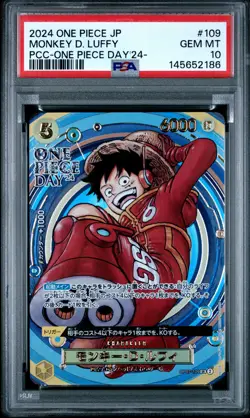 2024 ONE PIECE JAPANESE PCC ONE OIECE DAY '24 #109 MONKEY D. LUFFY PSA 10 - Image 1