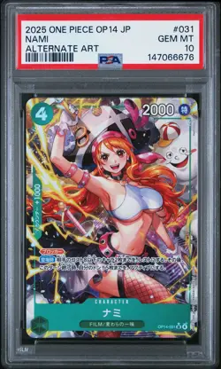 2025 ONE PIECE JAPANESE OP14-THE AZURE SEA'S SEVEN ALTERNATE ART NAMI PSA 10 - Image 1