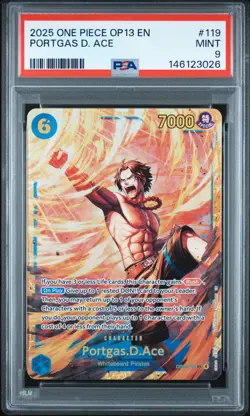 2025 ONE PIECE OP13-CARRYING ON HIS WILL #119 PORTGAS D. ACE PSA 9 - Image 1