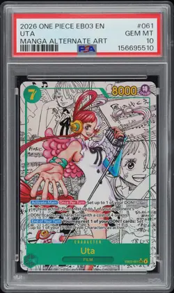 2026 ONE PIECE EB03-061 MANGA ALT ART -ONE PIECE HEROINES EDITION UTA PSA 10 - Image 1