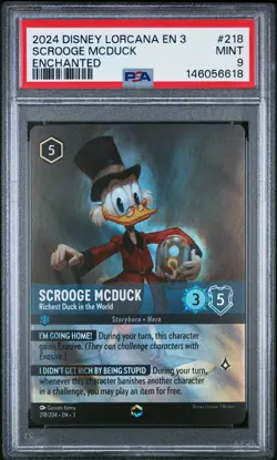 2024 DISNEY LORCANA EN 3 ENCHANTED #218 SCROOGE MCDUCK PSA 9 - Image 1