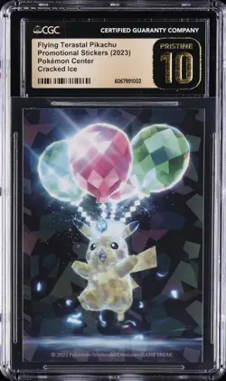 2023 POKEMON CENTER PROMO STICKERS FLYING TERASTAL PIKACHU CGC 10 PRISTINE - Image 1