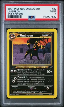 2001 POKEMON NEO DISCOVERY 1ST EDITION #32 UMBREON PSA 9 - Image 1