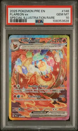 2025 POKEMON PRE EN-SPECIAL ILLUSTRATION RARE #146 FLAREON EX PSA 10 - Image 1