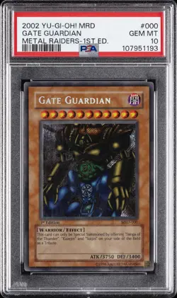 2002 YU-GI-OH! MRD-METAL RAIDERS 1ST EDITION #000 GATE GUARDIAN PSA 10 - Image 1