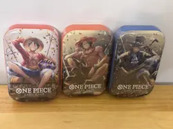 One Piece TIN PACK SET VOL. 2 MINI TINS New Sealed Includes Ace, Sabo, Luffy - Image 1