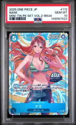2025 ONE PIECE JAPANESE MINI-TIN PACK SET VOL.2 BISAI #112 NAMI PSA 10 - Image 1