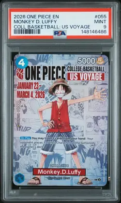 2026 ONE PIECE PROMO COLLEGE BASKETBALL: US VOYAGE MONKEY D. LUFFY PSA 9 - Image 1