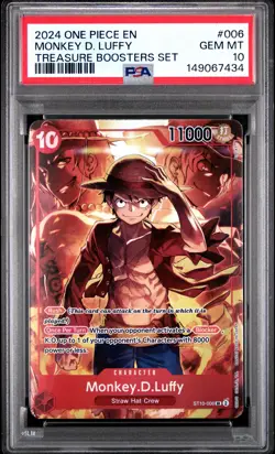 2024 ONE PIECE PROMOS TREASURE BOOSTERS SET #006 MONKEY D. LUFFY PSA 10 - Image 1