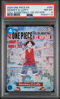 2026 ONE PIECE PROMO COLLEGE BASKETBALL: US VOYAGE MONKEY D. LUFFY PSA 8 - Image 1