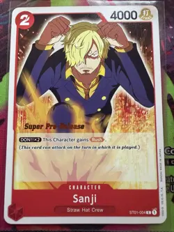 One Piece Sanji Super Pre-Release ST01-004 NM VERY NICE - Image 1