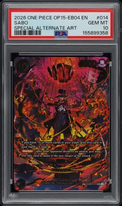 2026 One Piece Sabo Special Alternate Art #014 OP15-EB04 English Gem Mint PSA 10 - Image 1