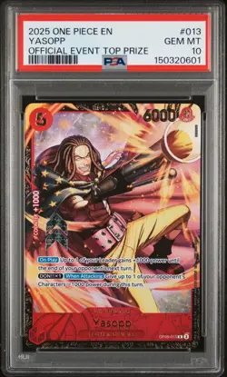 2025 ONE PIECE PROMOS OFFICIAL EVENT TOP PRIZE #013 YASOPP PSA 10 - Image 1