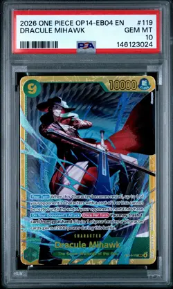2026 ONE PIECE OP14-EB04-THE AZURE SEA'S SEVEN #119 DRACULE MIHAWK PSA 10 - Image 1